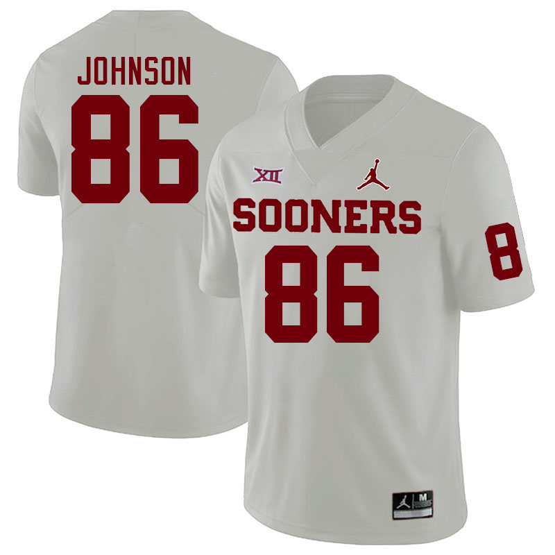 Men #86 Cody Johnson Oklahoma Sooners College Football Jerseys Stitched-White - Click Image to Close